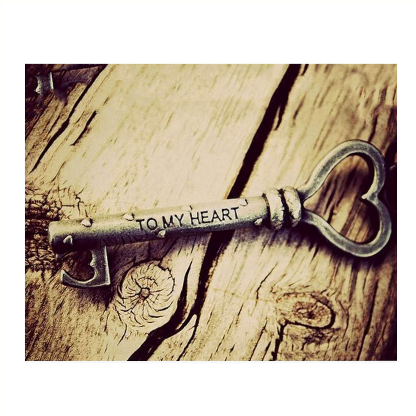 Key To My Heart- Love Wall Art Print- 10 x 8" Romantic Wall Decor-Ready to Frame. Vintage Photography Print for Home-Bedroom-Office Decor. Special Lifetime Gift To Simply Convey How You Feel!