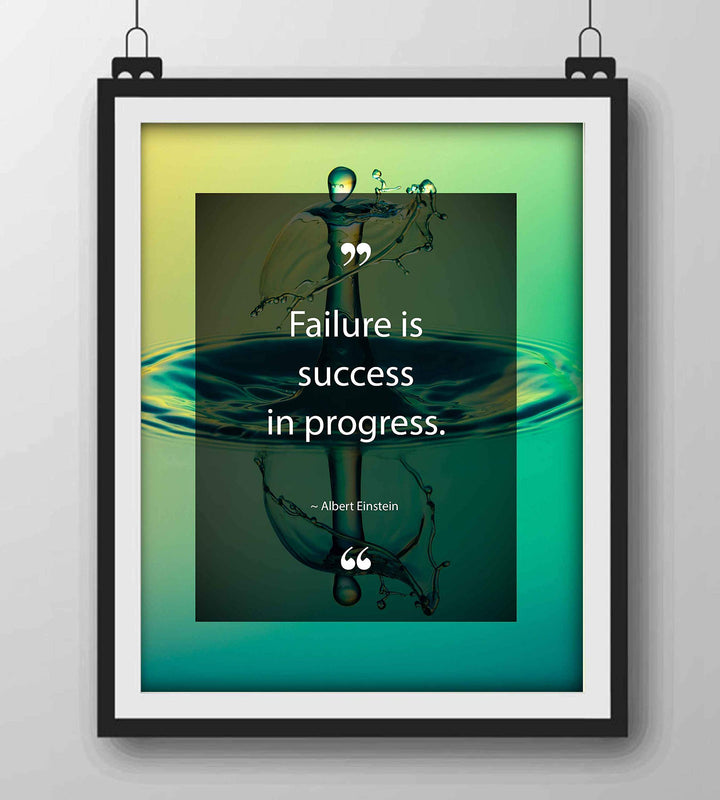 Albert Einstein-"Failure Is Success In Progress" Motivational Quotes Wall Art-8 x 10" Typographic Poster Print-Ready to Frame. Inspirational Home-Office-Dorm Decor. Positive Classroom Decoration!