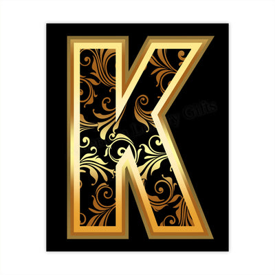 Decorative Letter 'K' Wall Decor- 8x10" Alphabet Letters Wall Art Print-Ready to Frame. Home-Office-Farmhouse-Nursery Decor. Perfect Welcome-Entryway Sign! Personalize Your Space, Makes a Great Gift!