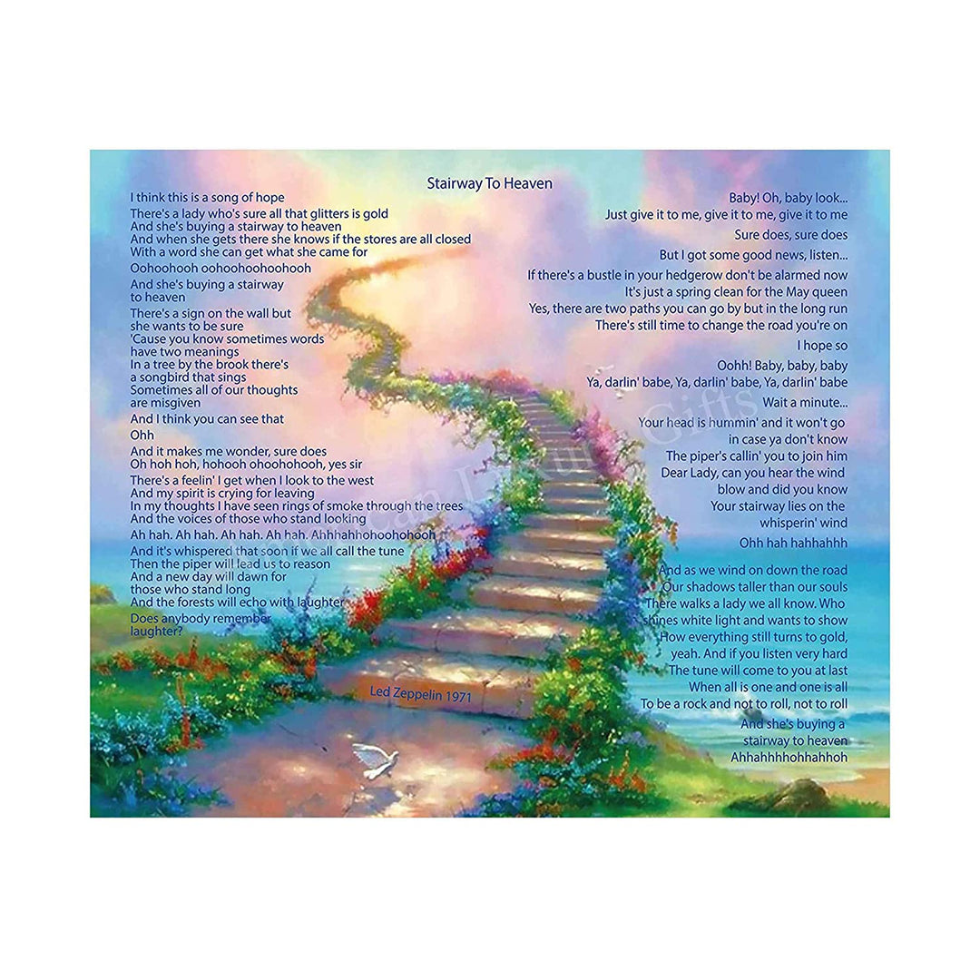 Led Zeppelin Song Lyrics Wall Art- “Stairway To Heaven”- 10 x 8"