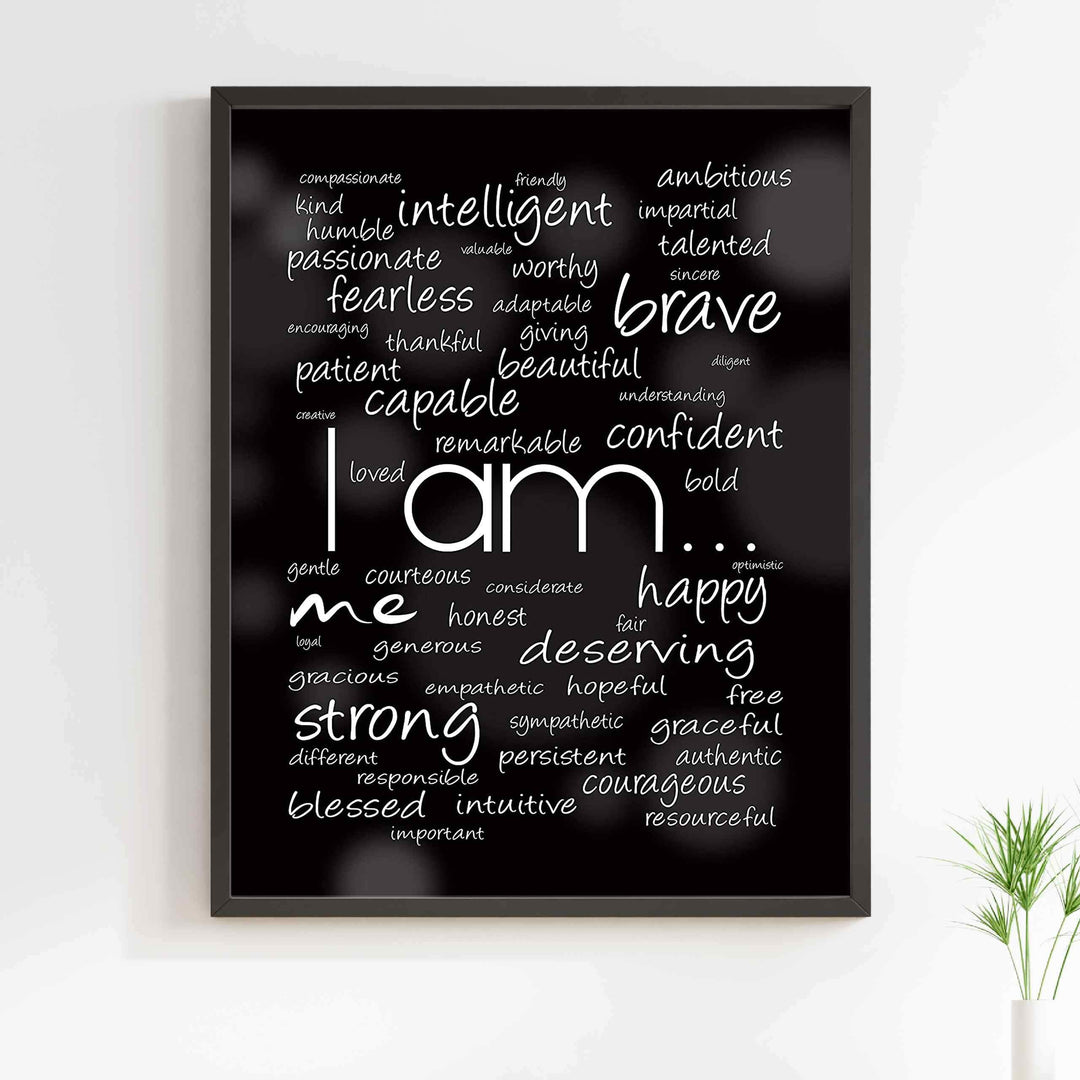 I Am Me- Inspirational Wall Art Sign -11 x 14" Modern Typographic Word Art Print-Ready to Frame. Ideal for Home-Office-Studio-School Decor. Perfect Gift to Inspire Self-Esteem. Great for Teens!
