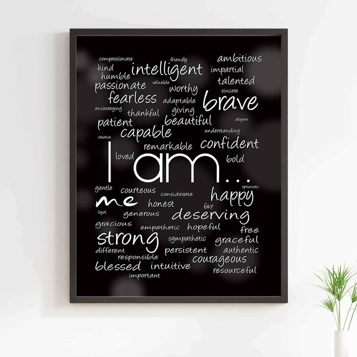 I Am Me- Inspirational Wall Art Sign -11 x 14" Modern Typographic Word Art Print-Ready to Frame. Ideal for Home-Office-Studio-School Decor. Perfect Gift to Inspire Self-Esteem. Great for Teens!