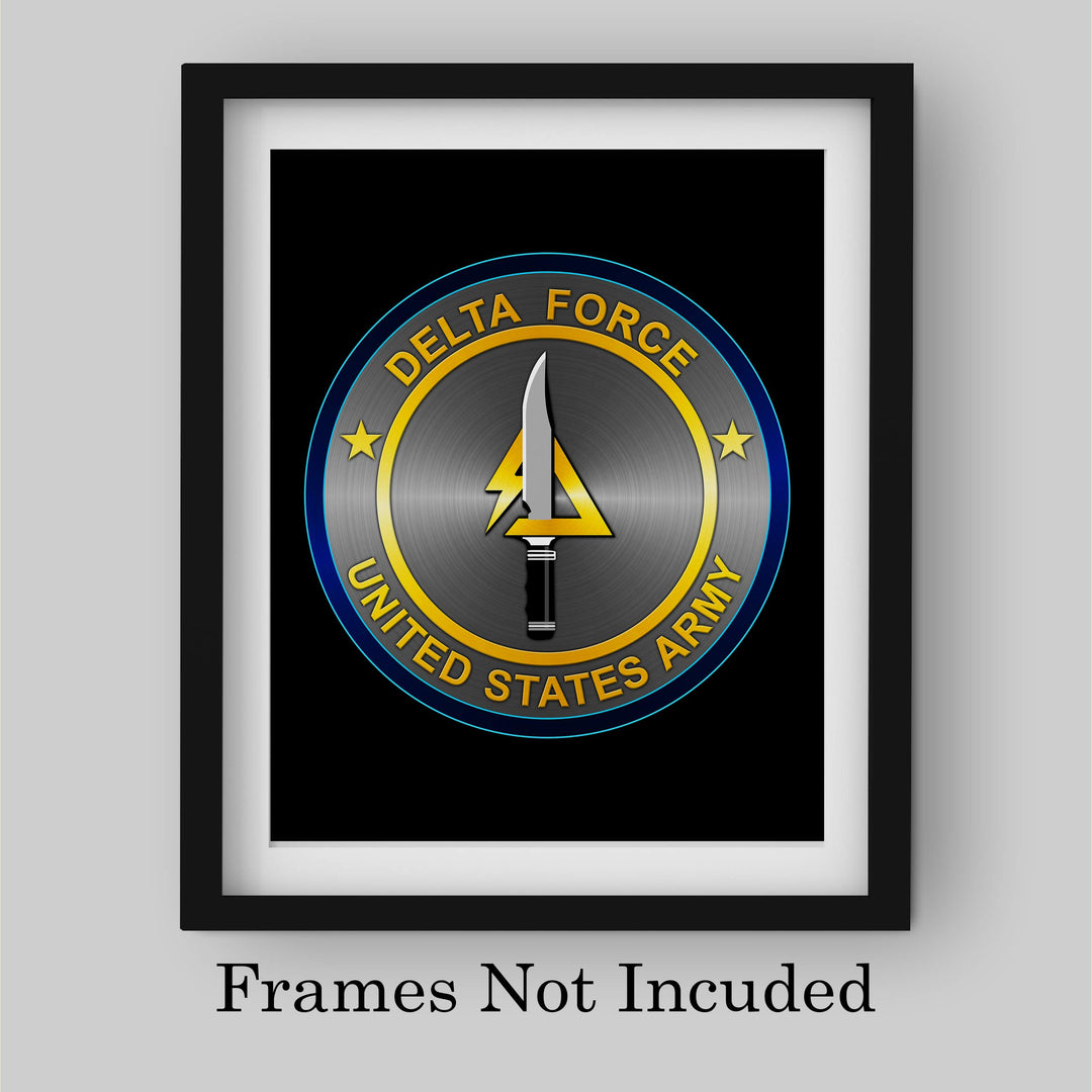 United States Army Delta Force Logo Poster Print- 8 x 10"- Wall Art Print- Ready to Frame. Patriotic Home-Office-Military Decor. Perfect Gift for Those Who Served. Display Your Pride- Go Army!