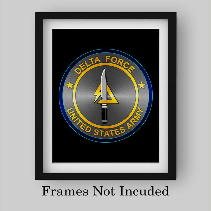 United States Army Delta Force Logo Poster Print- 8 x 10"- Wall Art Print- Ready to Frame. Patriotic Home-Office-Military Decor. Perfect Gift for Those Who Served. Display Your Pride- Go Army!