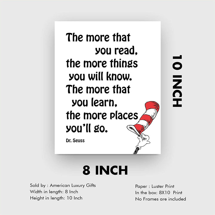 Dr. Seuss Quotes Wall Art-“The More You Read-More Things You&