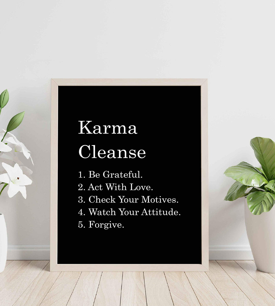 Karma Cleanse-Check Your Motives Spiritual Quotes Wall Art- 8 x 10" Modern Typographic Wall Print-Ready to Frame. Inspirational Life Quotes for Home-Studio-Office Decor. Makes a Perfect Zen Gift!