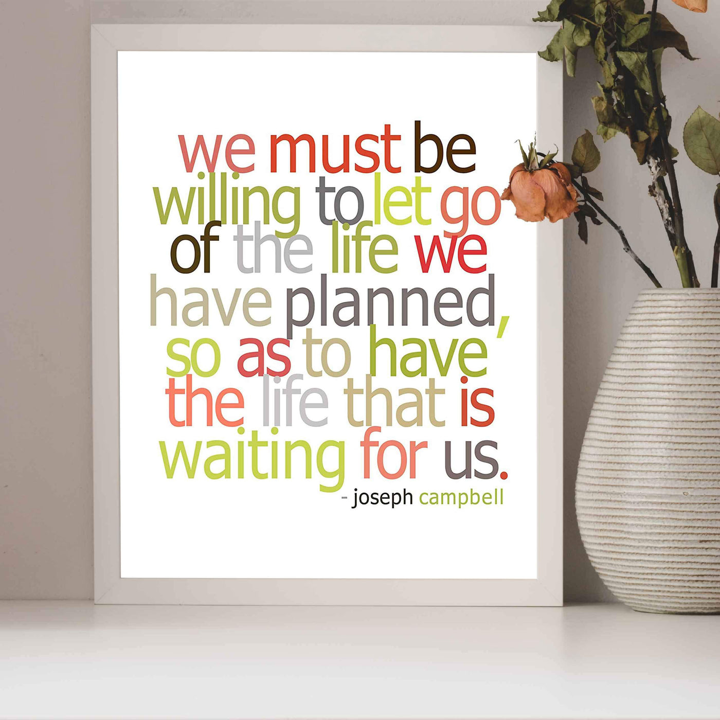 Must Be Willing to Let Go of the Life We Planned-Joseph Campbell Quotes Wall Sign -8x10" Inspirational Wall Art Print-Ready to Frame. Modern Typographic Design. Home-Office-School-Motivation Decor.