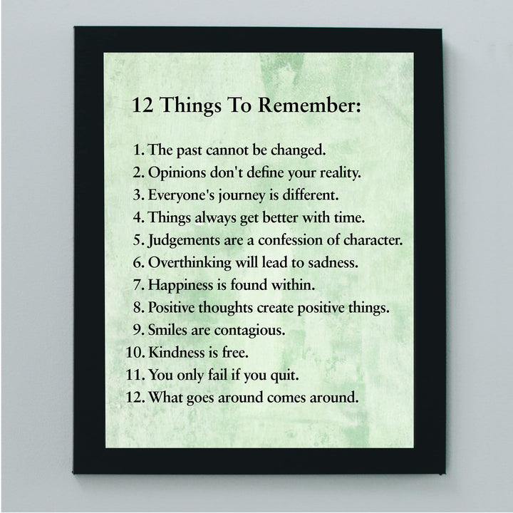 "12 Things To Remember"- Inspirational Wall Art- 8 x 10" Print Wall Decor -Ready to Frame. Modern Typographic Print for Home-Office-School Decor. Great Positive Thinking &amp; Graduation Gift!