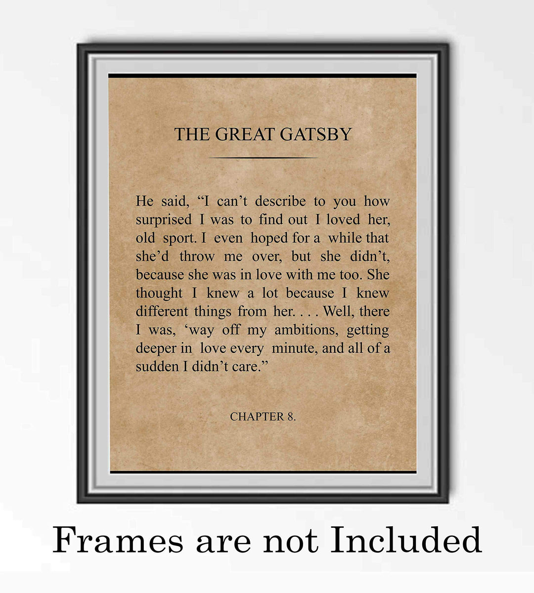 F. Scott Fitzgerald-"The Great Gatsby" Book Page Wall Sign-8 x 10" Distressed Word Art Poster Print-Ready to Frame. Home-Office Decor. Perfect Decor for Library-Study! Great Literary Gift for All!