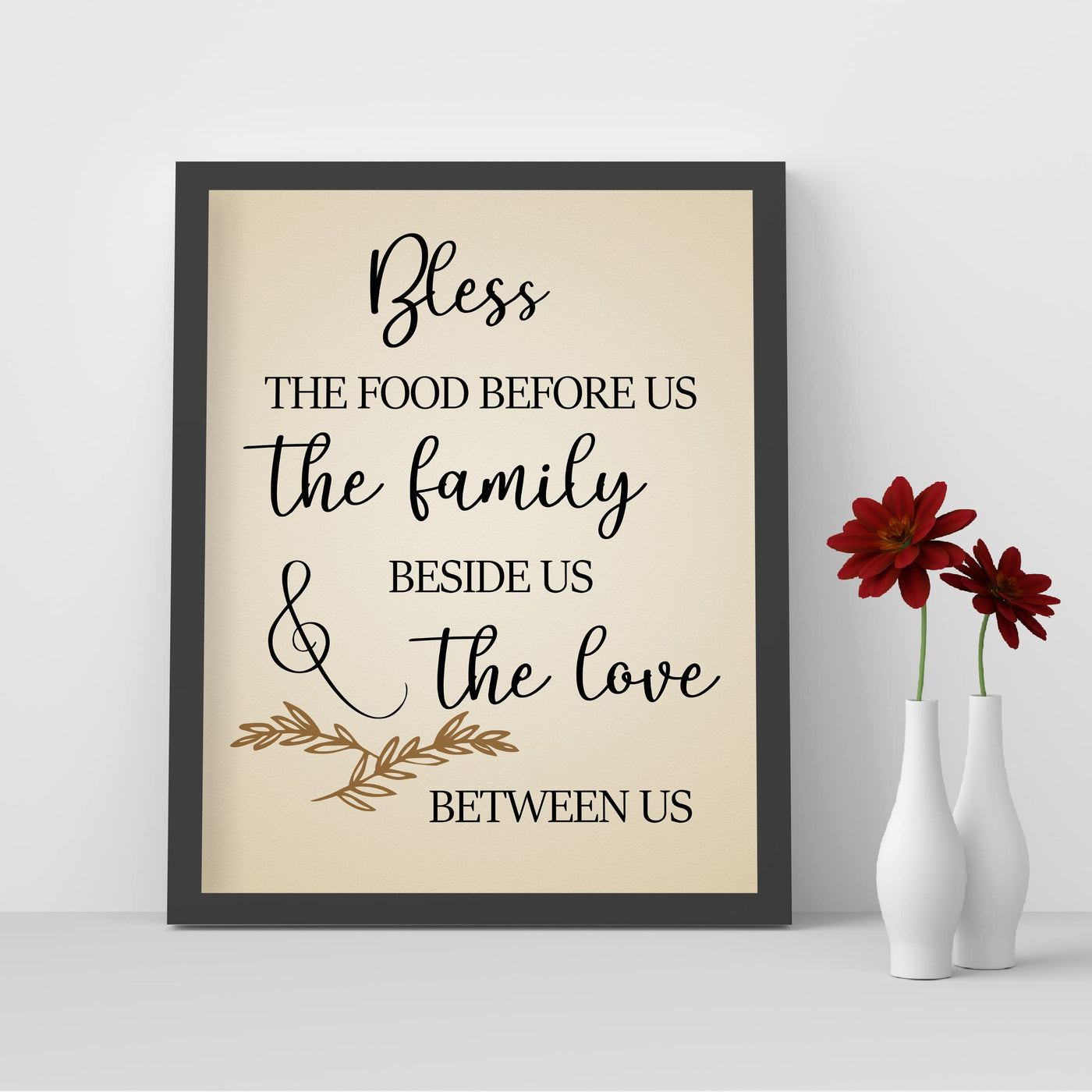 Bless the Food Before Us-Family Beside Us Christian Prayer Wall Art -8 x 10" Rustic Kitchen Print-Ready to Frame. Inspirational Wall Decor w/Farmhouse Design. Perfect Home & Dining Room Decor!