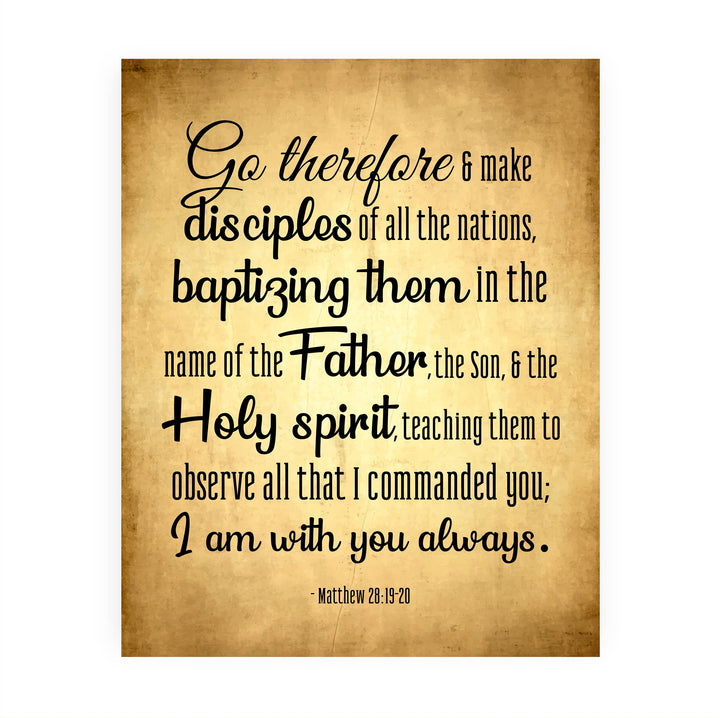 Go &amp; Make Disciples of All the Nations Bible Verse Wall Decor -8 x 10" Scripture Art Print -Ready to Frame. Home-Office-Church-Sunday School Decor. Perfect Christian Gift of Faith! Matthew 28:19-20