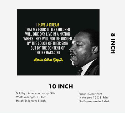 Martin Luther King Jr. Quotes-"I Have A Dream"-10 x 8" Silhouette Wall Art Print-Ready to Frame. Inspirational Home-Office-School-Library Decor. Perfect Gift for MLK Fans. Great Historical Reminder!