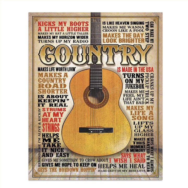 Country Music- Guitar Quotes Wall Art- 8 x 10 Funny Wall Print- Ready To Frame- Typography Print of Fun Country Music Sayings. Home Decor- Bar- Man Cave Decor. Perfect for All Country Music Fans.
