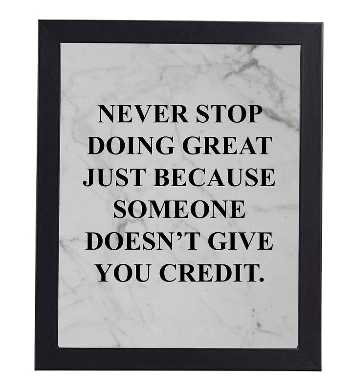 Never Stop Doing Great Motivational Wall Art Sign -8 x 10" Modern Typographic Poster Print-Ready to Frame. Inspirational Home-Office-Desk Decor. Perfect Classroom Sign! Great Gift of Motivation!