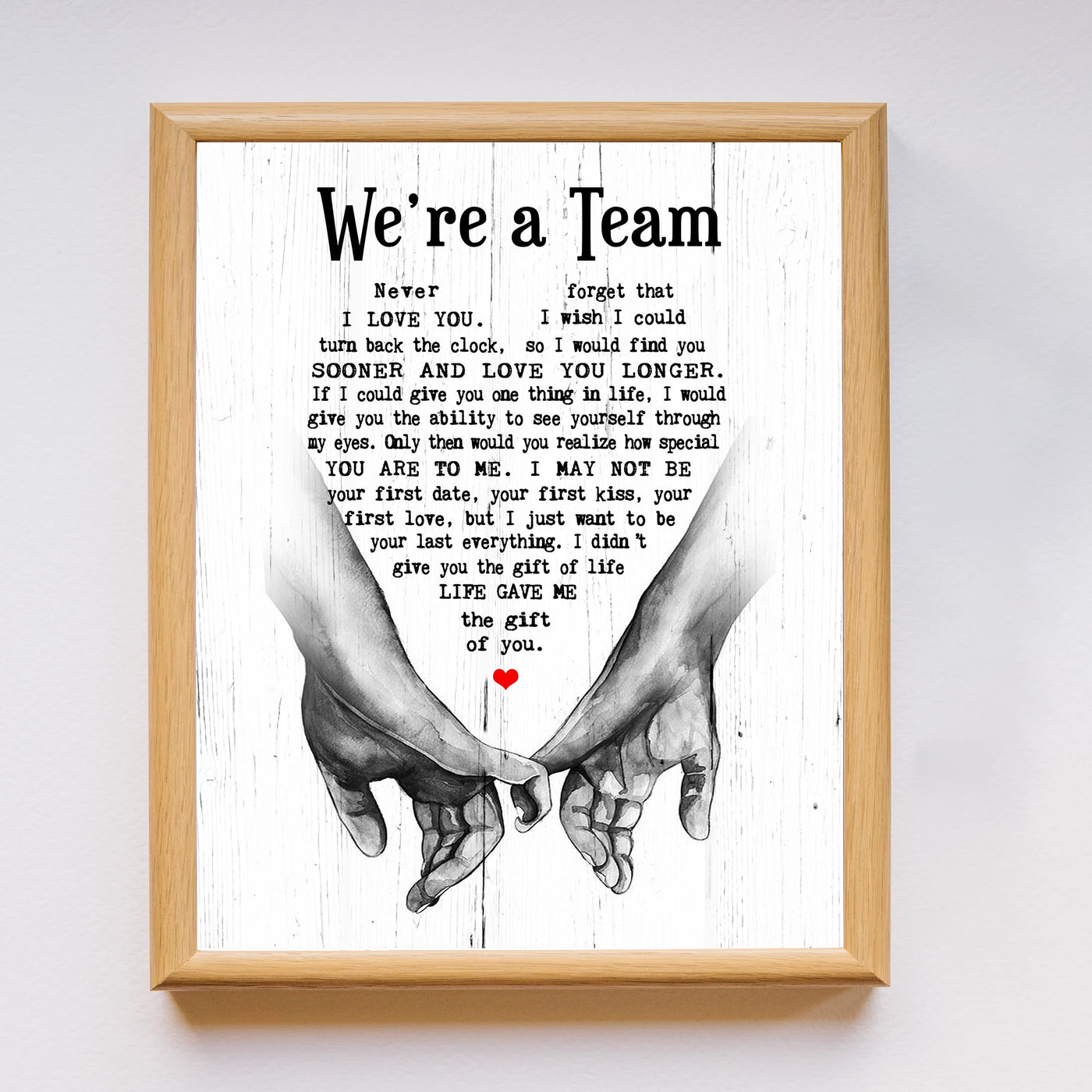 "We're A Team" Wedding Quotes Wall Art Decor -8 x 10" Inspirational Love & Marriage Print -Ready to Frame. Romantic Wedding Table & Anniversary Gift for Husband, Wife, Newlyweds & Couples!