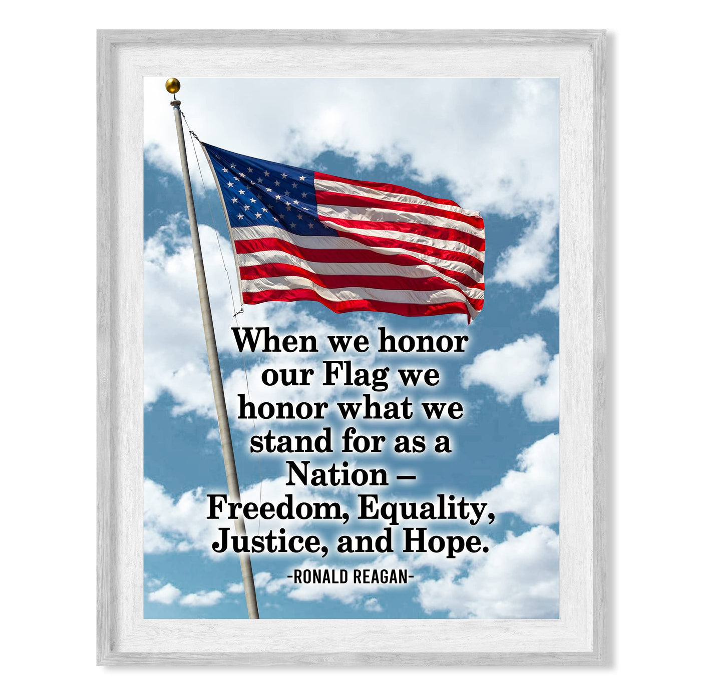 Ronald Reagan Quotes"Honor Our Flag, What We Stand For As Nation"- Patriotic American Flag Wall Art Print -8 x 10" -Ready to Frame. Motivational Home-Office-School-Library-Presidential Decor!