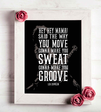 Led Zeppelin Band-"Hey, Hey Mama!"-Song Lyrics Wall Art Sign-8 x 10" Rock Music Poster Print- Ready To Frame. Perfect Home-Office-Studio-Bar-Dorm-Man Cave Decor. Great Gift for Zeppelin Fans!