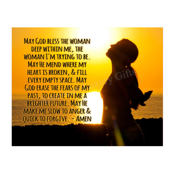 ?May God Bless the Woman Deep Within Me" Inspirational Prayer Wall Art -14 x 11" Rustic Christian Poster Print-Ready to Frame. Home-Office-Farmhouse-Church Decor. Great Religious Gift of Faith!