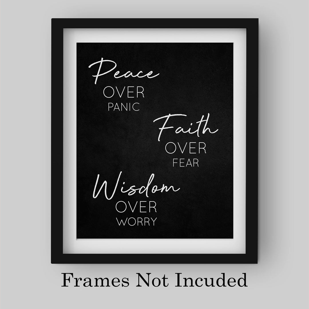 Peace Over Panic-Faith Over Fear-Christian Wall Art -8 x 10" Modern Spiritual Wall Print -Ready to Frame. Perfect Home-Office-Church-Religious Decor. Inspirational Reminder to Pray &amp; Have Faith!