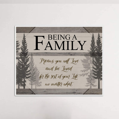 Being A Famly Means You Will Love & Be Loved Inspirational Family Wall Art -14 x 11" Modern Typographic Poster Print -Ready to Frame. Home-Entryway Decor. Perfect for Guest-Cabin-Lake House Decor!