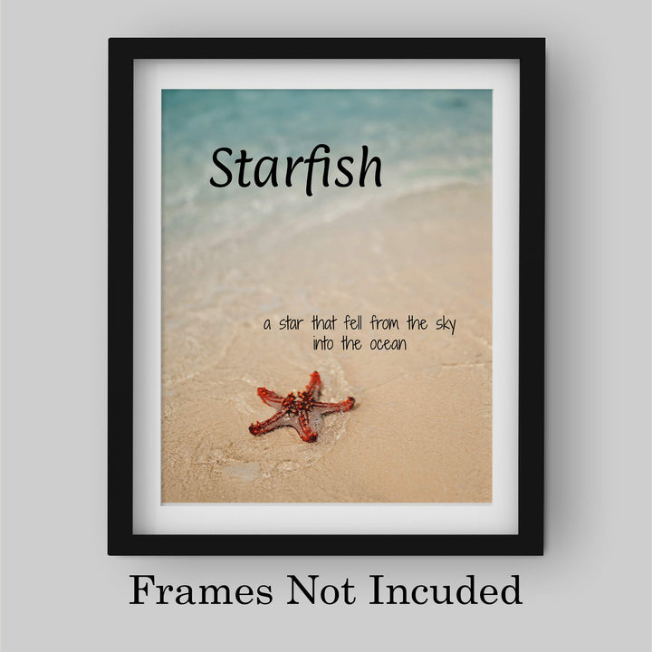 Starfish-Star That Fell From Sky Into the Ocean Inspirational Beach Wall Art Sign -8 x 10" Nautical Wall Print-Ready to Frame. Home-Office-Beach House Decor. Perfect Beach Themed Decoration!