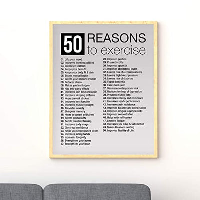 "50 Reasons to Exercise" Motivational Quotes Exercise Wall Sign -11 x 14"