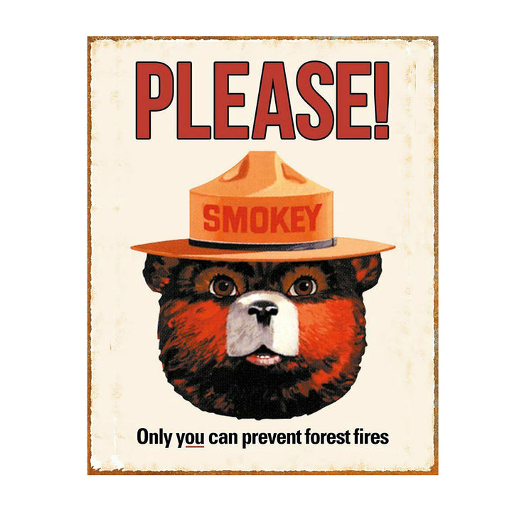 Smokey Bear Wall Print-"PLEASE-Only You Can Prevent Forest Fires"-8 x 10" Retro Distressed Wall Art Print-Ready to Frame. Perfect Home-Office-Bar-Man Cave Decor. Great Gift For Nostalgia Fans.