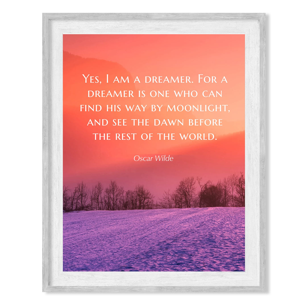 Yes, I Am a Dreamer- Oscar Wilde Quotes Wall Art- 8 x 10"-Modern Typographic Sunset Print-Ready to Frame. Home-Office-School-Library D?cor. Philosophical &amp; Inspirational For Everyone!