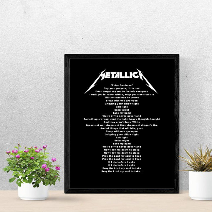 Metallica-"Enter Sandman" Song Lyrics Wall Art-11 x 14" Typographic Music Print-Ready to Frame. Vintage Home-Office-Studio-Bar-Cave Decor. Perfect Gift for Metallica &amp; All Rock Music Fans!
