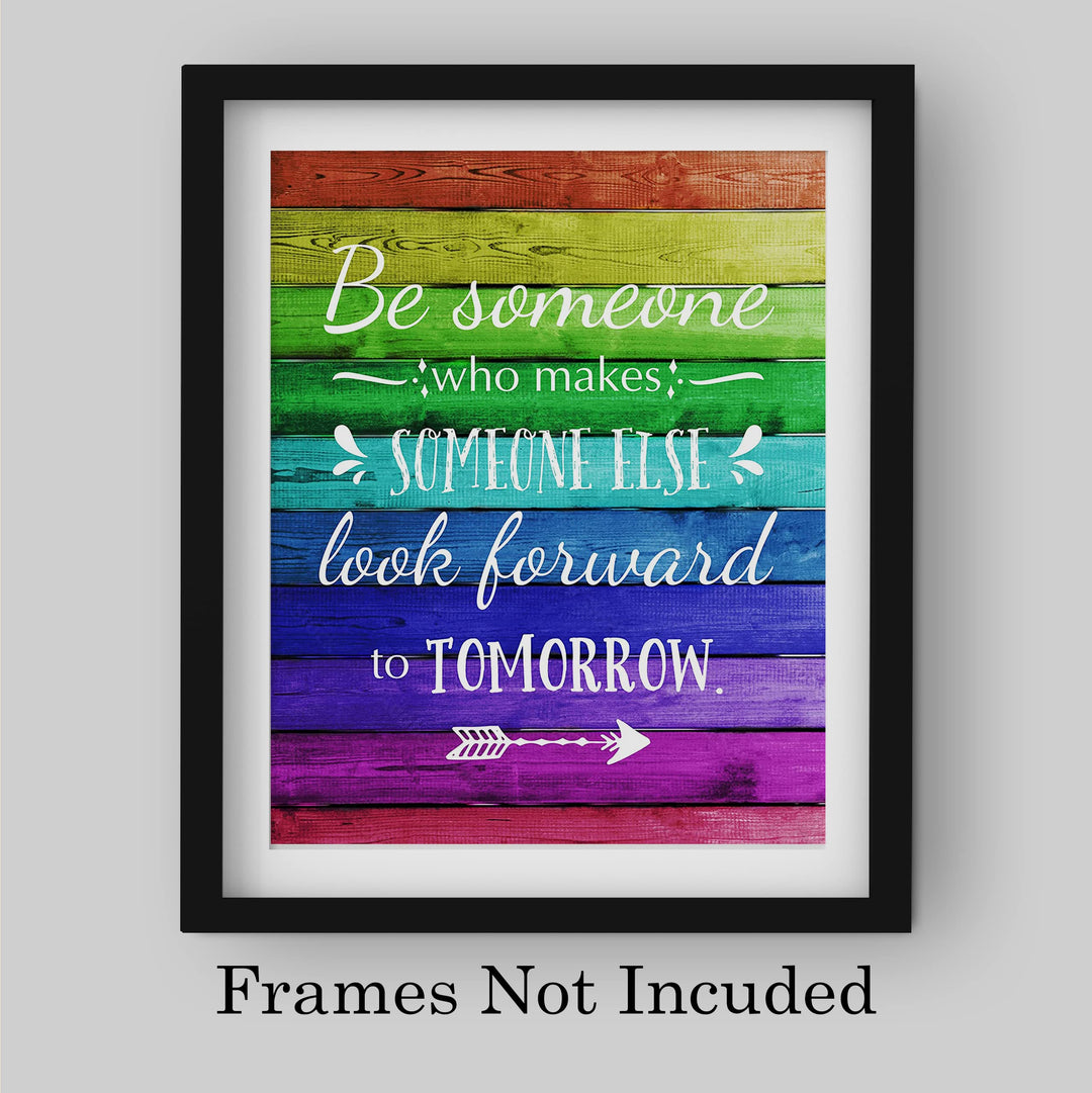 "Make Someone Else Look Forward To Tomorrow" Inspirational Quotes Wall Art Decor -8 x 10" Motivational Wood Design Print -Ready to Frame. Positive Decoration for Home-Office-Classroom Decor.