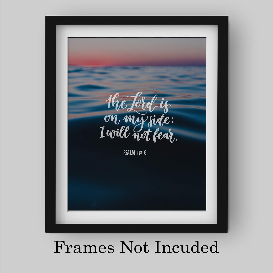 The Lord is On My Side-I Will Not Fear- Psalm 118:6-Bible Verse Wall Art-8x10" Modern Typographic Design. Scripture Wall Print-Ready to Frame. Home-Office-Church-School D?cor. Great Christian Gift!