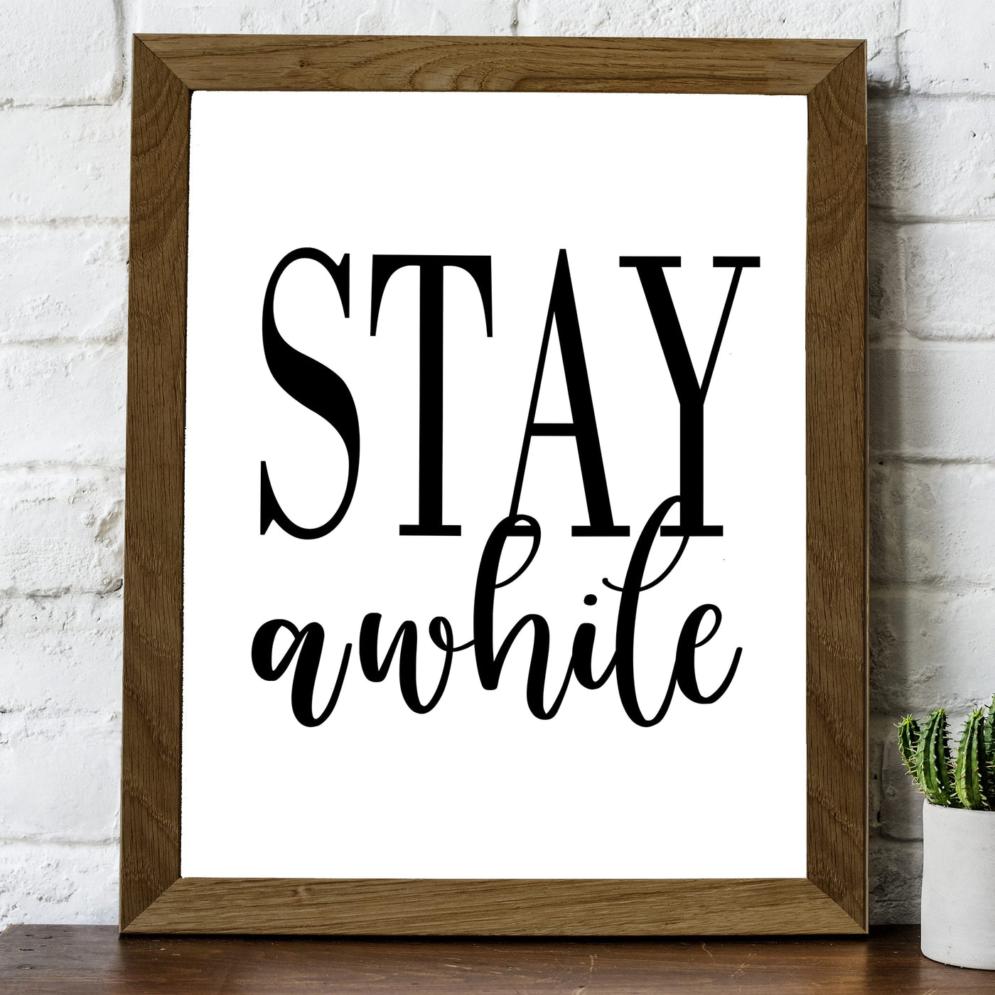 Stay Awhile-Welcome Sign Wall Art -8 x 10" Country Rustic Print -Ready to Frame. Modern Farmhouse Design. Home-Entry-Guest Room Decor. Perfect Decoration for the Cabin-Lake-Beach House! Great Gift!