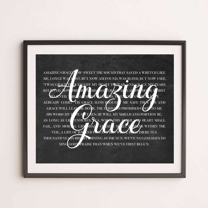 Amazing Grace Christian Hymn Music Wall Art -14 x 11" Inspirational Scripture Song Lyrics Word Art Print -Ready to Frame. Classic Hymnal Decoration for Home-Office-Church-Religious Decor &amp; Gifts!
