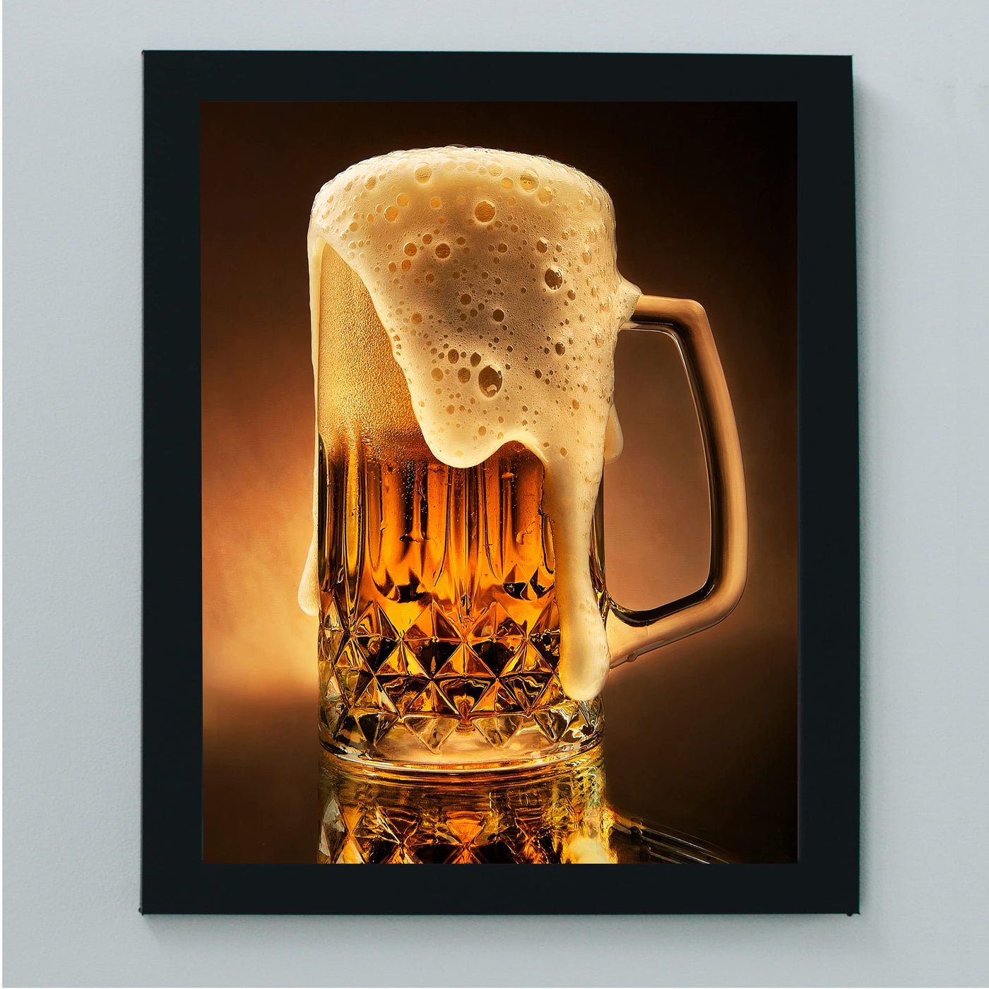 Ice Cold Beer In Stein Fun Bar Sign Decor -8 x 10"-Retro Beer Drinking Picture Print-Ready to Frame. Perfect Decoration for Home-Man Cave-Pub-Dorm-Restaurants. Great Gift for All Alcohol Drinkers!