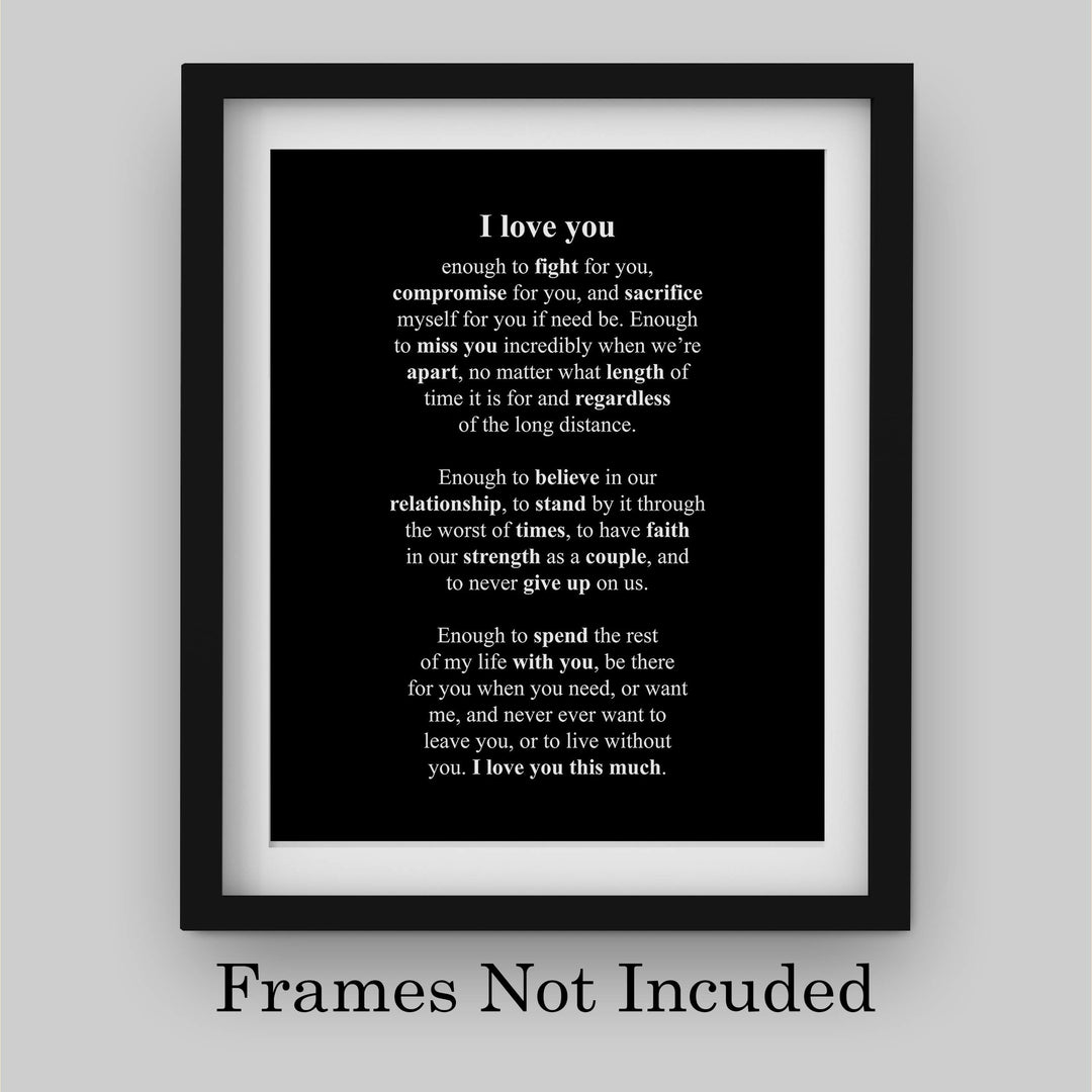 I Love You This Much Romantic Wall Art Print -8 x 10" Love Letter Wall Decor-Ready to Frame. Perfect Home-Bedroom Decor. Loving Keepsake for Spouse-Partner. Great Wedding-Anniversary Gift!