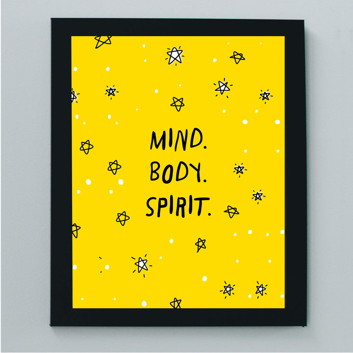 ?Mind-Body-Spirit?-Motivational Quotes Wall Art-8 x 10" Typographic Spiritual Fitness Print-Ready to Frame. Inspirational Home-Office-Gym-Studio Decor. Perfect Zen Sign for Mindfulness &amp; Meditation!