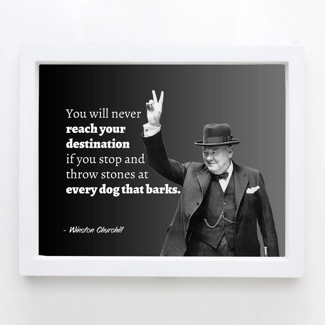 Winston Churchill Quotes- Wall Art-"You Will Never Reach Your Destination"- 10 x 8" Wall Print- Ready to Frame. Retro Home-Office-Library D?cor. Perfect Gift for Motivation &amp; Inspiration.