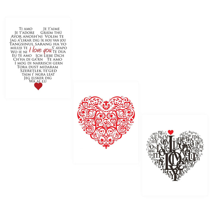 I Love You Trio- Word Art &amp; Floral Art Print Set of (3)-8 x10&