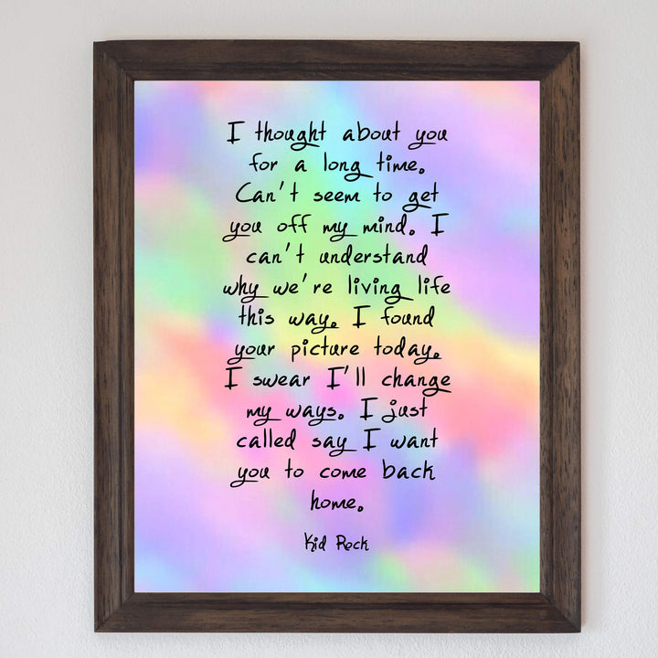 Kid Rock &amp; Sheryl Crow-"Picture" Song Lyrics Wall Art Sign -8 x 10" Rock Music Poster Print-Ready to Frame. Greatest Hits Album Songs. Perfect Home-Studio-Bar-Fan Decor. Great Gift to Rekindle Love!