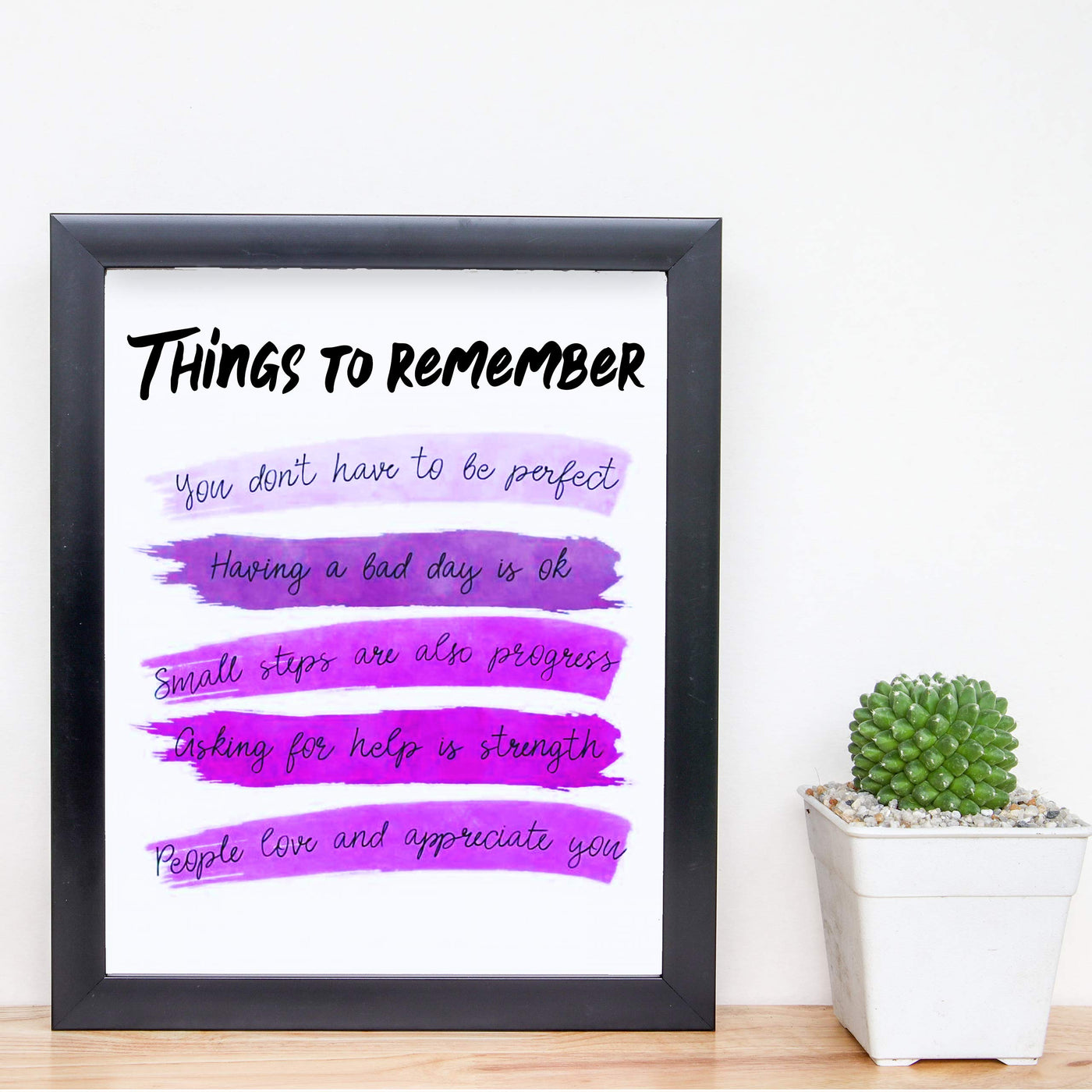 Things To Remember To Make Life Better-Positive Inspirational Quotes Wall Decor-Watercolor Art Women, Girls, Teens, Daughter, BFF-Purple Motivational Wall Art Poster for Home, Bedroom, Bathroom Art.