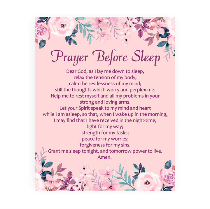Prayer Before Sleep-Christian Wall Art -8 x 10" Inspirational Floral Scripture Print -Ready to Frame. Perfect Home-Office-Church-Sunday School Decor! Great Religious Gift of Faith &amp; Inspiration!