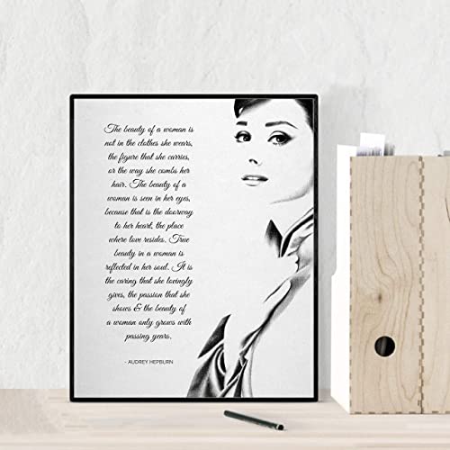 "The Beauty of a Woman"-Audrey Hepburn Quotes- 8 x 10"