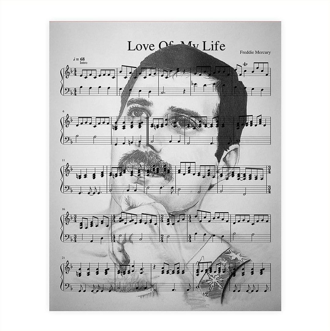 Freddie Mercury-Song Art Print"Love of My Life"-8 x 10