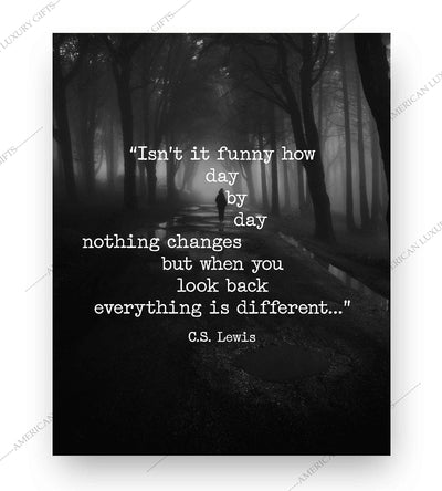 C.S. Lewis Quotes Wall Art-"When You Look Back Everything Is Different"- 8 x 10" Inspirational Typographic Photo Print-Ready to Frame. Modern Home-Office-School Decor. Great Gift & Life Lesson!