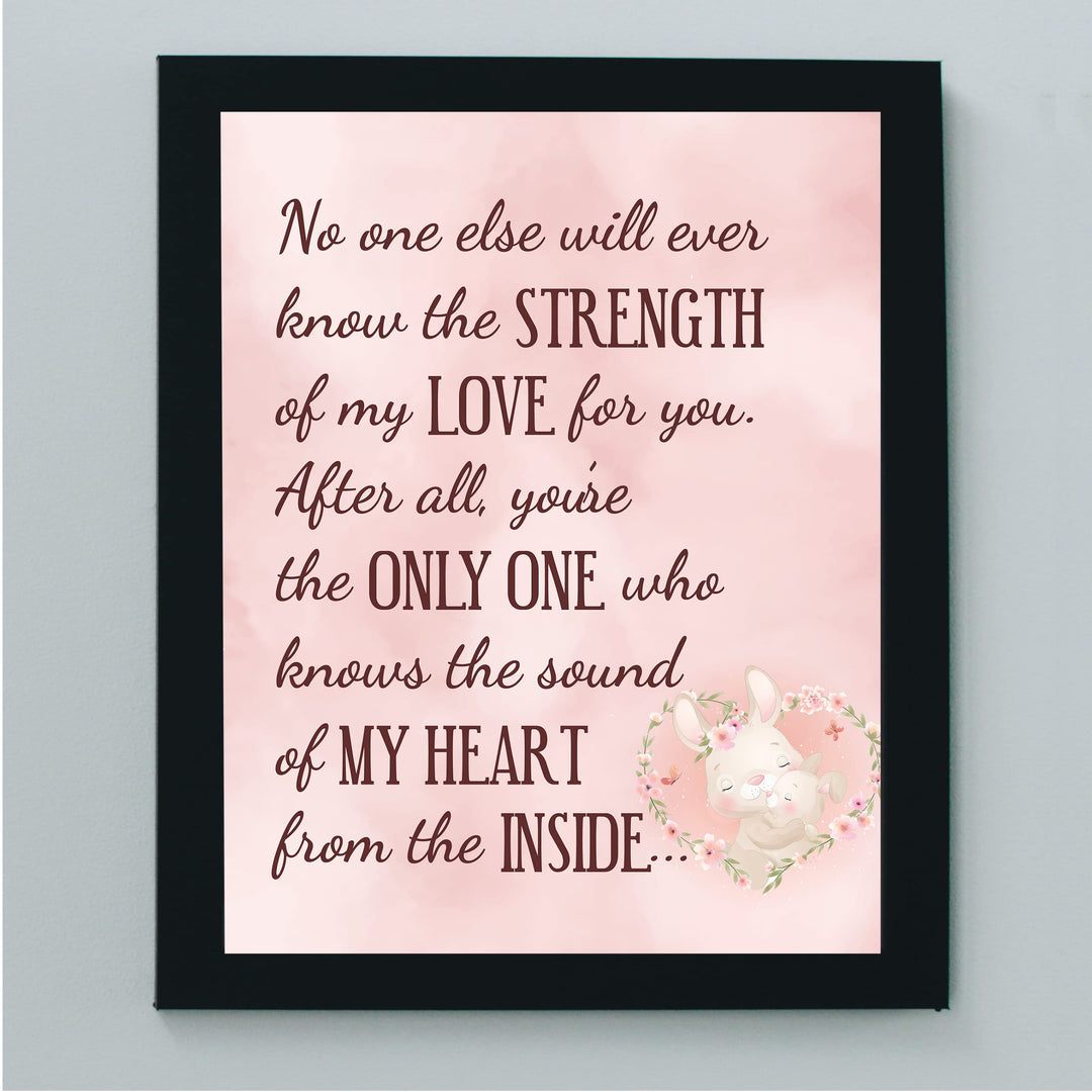 "The Strength of My Love" Inspirational Family Wall Art -11 x 14" Mother &amp; Child Bunny Poster Print -Ready to Frame. Home-Children&