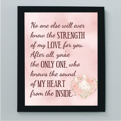 "The Strength of My Love" Inspirational Family Wall Art -11 x 14" Mother & Child Bunny Poster Print -Ready to Frame. Home-Children's Bedroom-Nursery Decor. Great for Baby Shower Gifts!