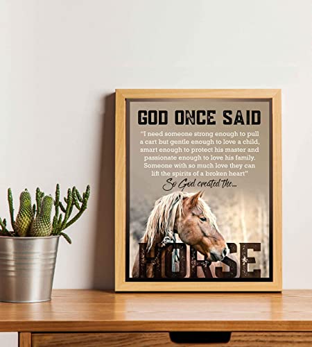 "So God Created the Horse" Inspirational Wall Art Sign-8 x 10"