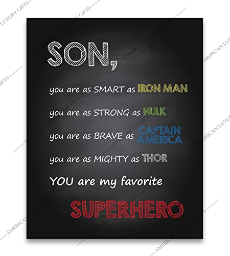 "Son-You Are My Favorite Superhero" Inspirational Wall Art Sign -8 x 10"