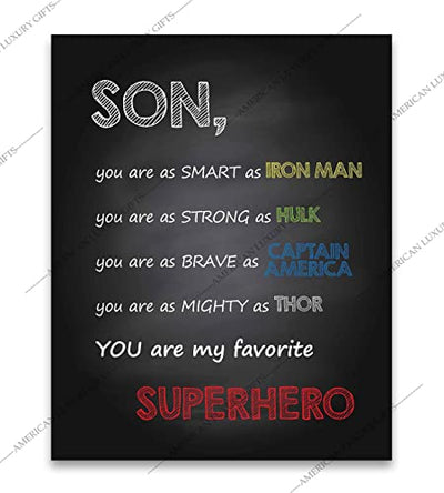"Son-You Are My Favorite Superhero" Inspirational Wall Art Sign -8 x 10"