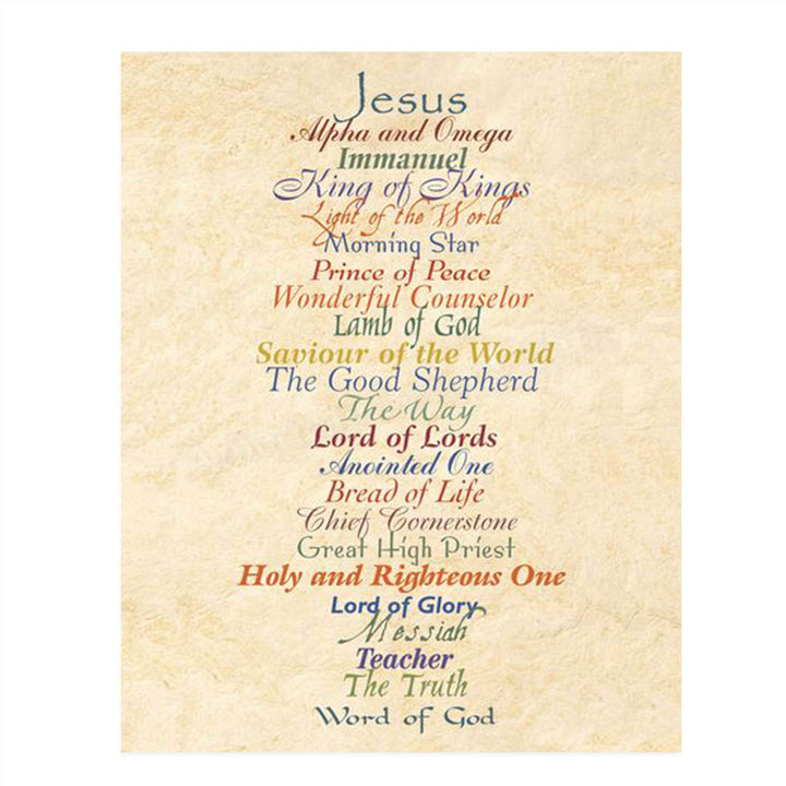 Names of Jesus- King, Prince, Lamb.- Bible Wall Art. 10 x 8"-Scripture Wall Print-Ready to Frame. Modern Typographic-Parchment Print Design. Home-Office-Church D?cor. Beautiful Christian Gift.